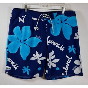 SURF LINE Hawaii Board Shorts Vintage 80's Island Floral Swim Trunks SZ 38 Aloha
